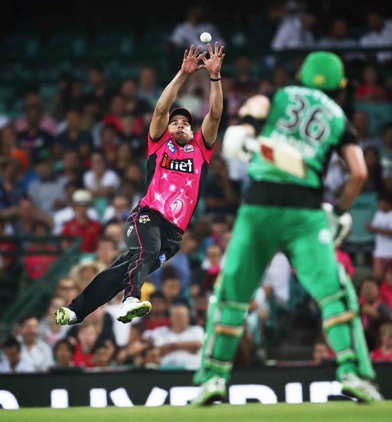 Hillyard, of News Corp Australia, captured Sydney Sixers’ Moises Henriques holding on to an outstanding catch to dismiss Melbourne Stars’ Nick Larkin at the Sydney Cricket Ground in December.
